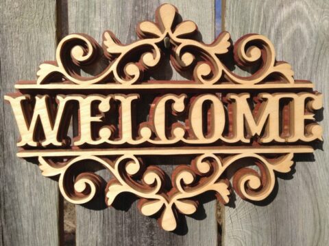 Laser Cut Layered Welcome Sign Free Vector