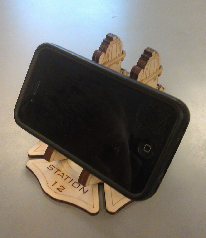 Laser Cut Firefighter Phone Stand DXF File - ARABIC CNC