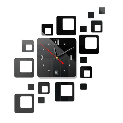 Laser Cut Modern Square Mirror Wall Clock Free Vector