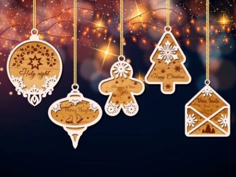 Laser Cut Christmas Layered Toys Decor Free Vector