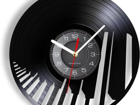 Laser Cut Piano Keyboard Vinyl Record Wall Clock DXF File