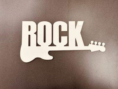 Laser Cut Word Rock With Guitar Band Wall Decor Free Vector