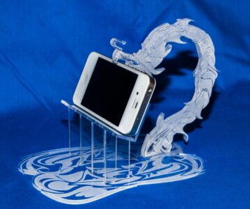 Laser Cut Dragon Phone Holder Free Vector