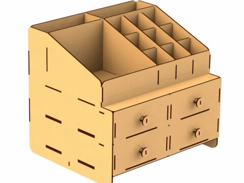 Laser Cut Wooden Desktop Organizer Storage Box With Drawer Free Vector