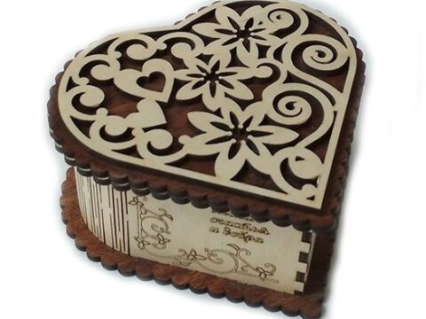 Laser Cut Decorative Heart Shaped Gift Box Free Vector