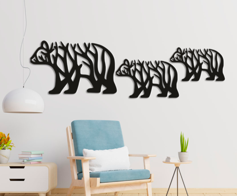 Laser Cut Bear Wall Decor DXF File