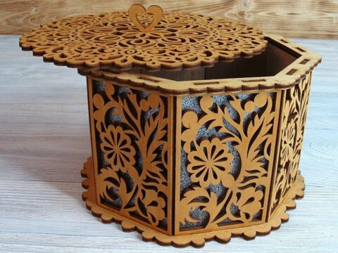 Laser Cut Decorative Octagon Gift Basket Free Vector