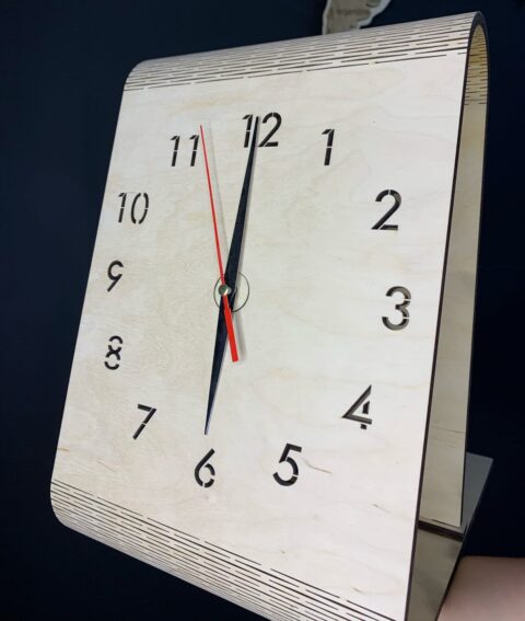 Laser Cut Creative Wooden Table Clock Free Vector