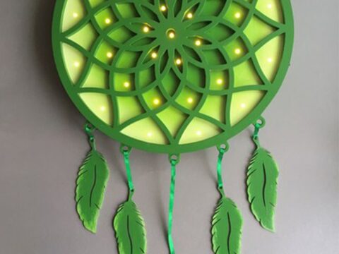 Laser Cut Dreamcatcher With Feathers DXF File