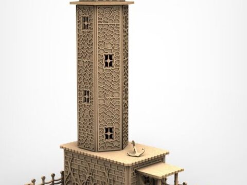 Laser Cut Wooden Lighthouse 3D Model Free Vector