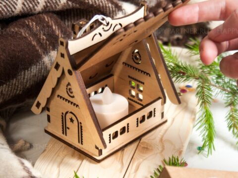 Laser Cut Christmas Village House Free Vector