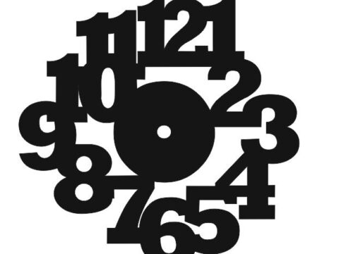 Laser Cut Large Bold Numbers Wall Clock Free Vector