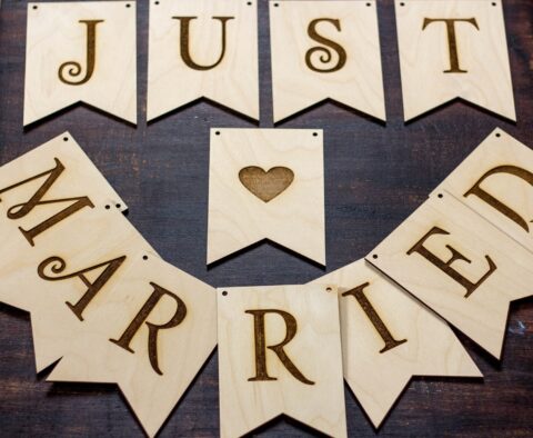 Laser Cut Wedding Garland Just Married Flags Decorative Hanging Garlands Banner Free Vector