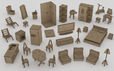 Laser Cut Wooden Dollhouse Furniture 3mm Free Vector