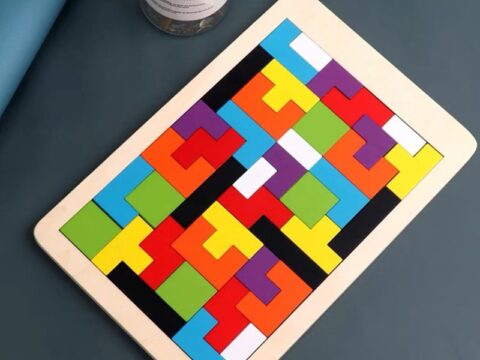 Laser Cut Wooden Tetris Puzzle Free Vector