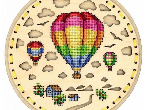 Laser Cut Cross Stitch Hot Air Balloon Decoration 18х18см Free Vector