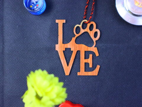 Laser Cut Love Dog Paw Ornament Paw Print Love Free Vector