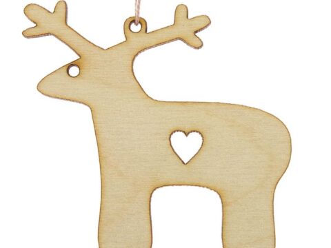 Laser Cut Christmas Pendant Deer With Heart Free Vector