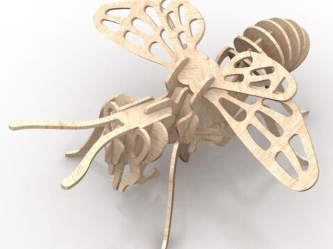 Laser Cut Bee Insect 3D Puzzle DXF File