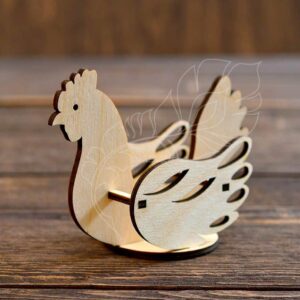 Laser Cut Wooden Chicken Stand For Easter Egg 4mm Free Vector