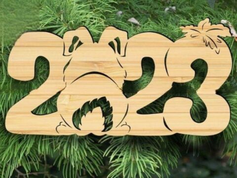 Laser Cut Happy New Year 2023 Rabbit Free Vector
