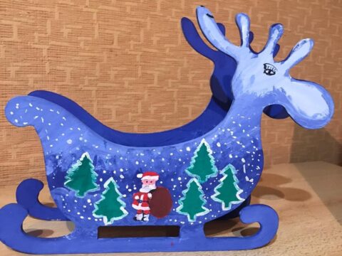 Laser Cut Deer Candy Dish Sleigh Candy Bowl Christmas Table Decoration Free Vector
