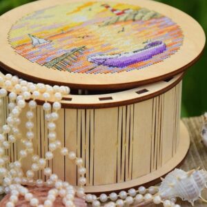 Laser Cut Decorative Round Wooden Basket With Lid Free Vector