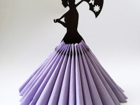 Laser Cut Umbrella Lady Wooden Paper Napkin Holder Free Vector