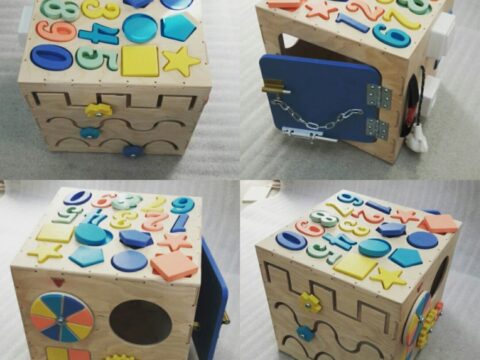 Laser Cut Busy Cube Activity Toy For Kids Free Vector