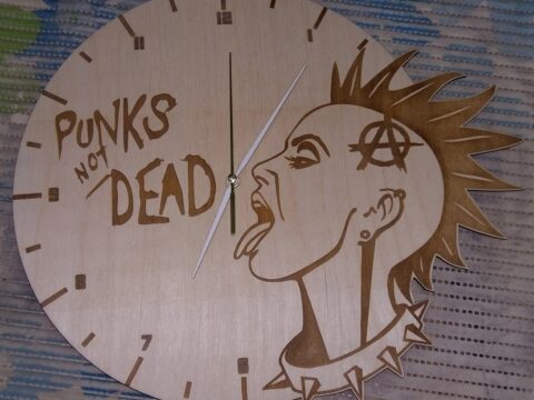 Laser Cut Punk’s Not Dead Wall Clock Free Vector