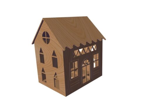 Laser Cut House 3D Model DXF File