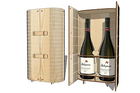 Laser Cut Double Wine Box Wooden Two Bottle Wine Gift Box 3mm Plywood Free Vector