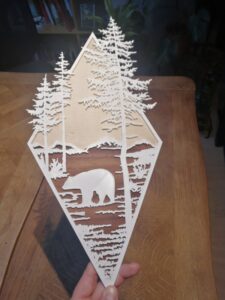 Laser Cut Bear In The Woods Wall Decor SVG File