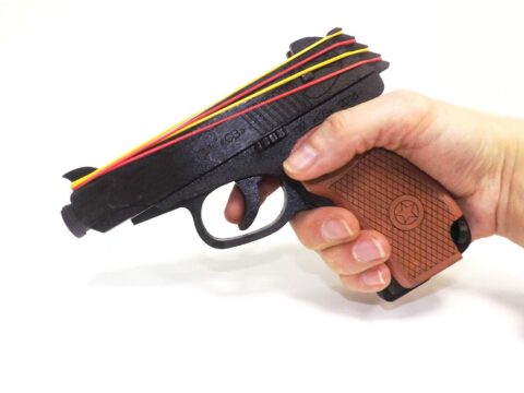 Laser Cut Wooden Rubber Band Gun Toy Free Vector