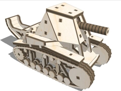 Laser Cut SU-18 Tank 3D Puzzle DXF File