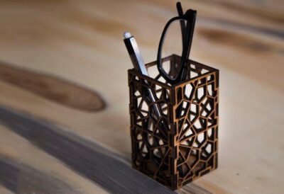 Laser Cut Geometric Pen Holder Free Vector