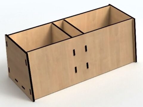 Laser Cut Wooden Simple Desk Organizer Storage Box 3mm Free Vector