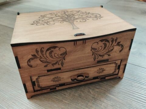 Laser Cut Wooden Box With Drawer Free Vector