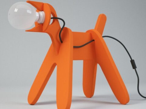 Laser Cut Cute Dog Lamp Free Vector