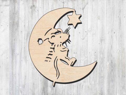 Laser Cut Engrave Mouse On The Moon Free Vector
