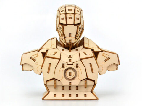 Laser Cut Iron Man 3D Wooden Puzzle Free Vector