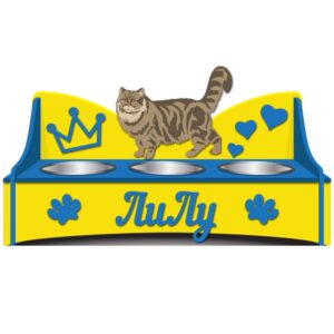 Laser Cut Personalized Elevated Cat Bowls Stand With Name Free Vector