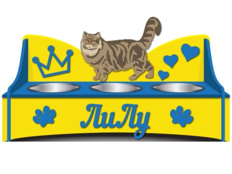 Laser Cut Personalized Elevated Cat Bowls Stand With Name Free Vector