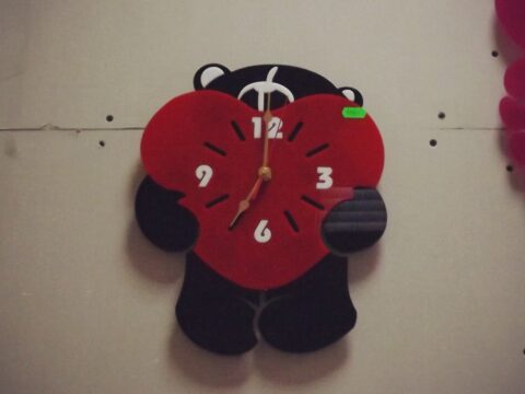 Laser Cut Teddy Bear Wall Clock Decoration Free Vector