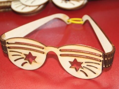 Laser Cut Party Sunglasses Plywood 3mm Free Vector