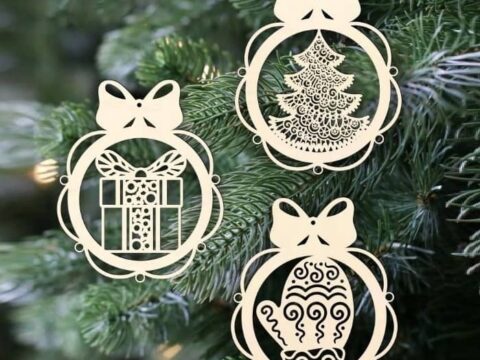 Laser Cut Christmas Tree Ornaments Decor Free Vector