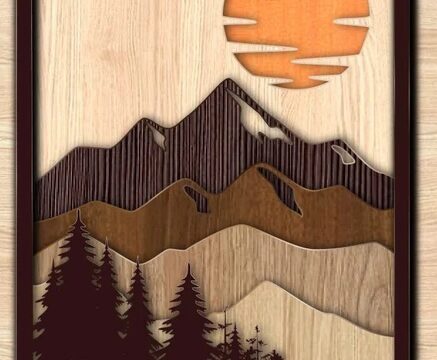 Laser Cut Layered Mountain Art Forest Wall Decor Free Vector