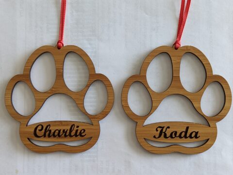 Laser Cut Paw Print Christmas Ornament SVG File