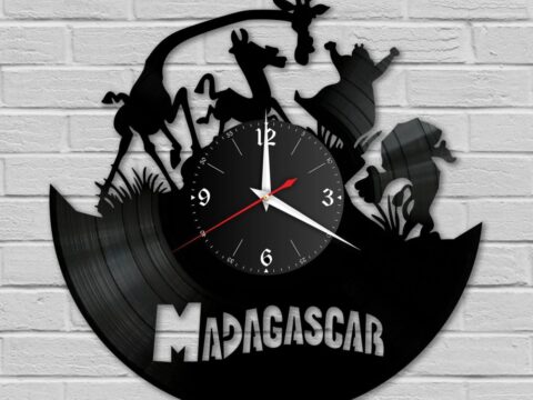 Laser Cut Madagascar Vinyl Wall Clock Free Vector