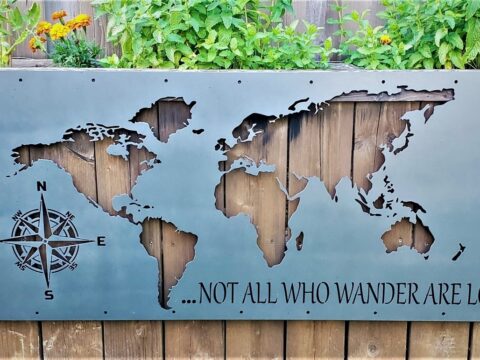 Laser Cut World Map Not All Who Wander Are Lost DXF File